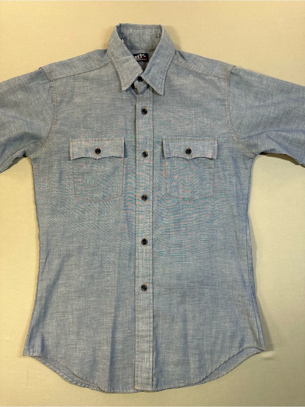 VINTAGE 70s Levi's Orange Tab Chambray Button Up Western Shirt - Mens Medium